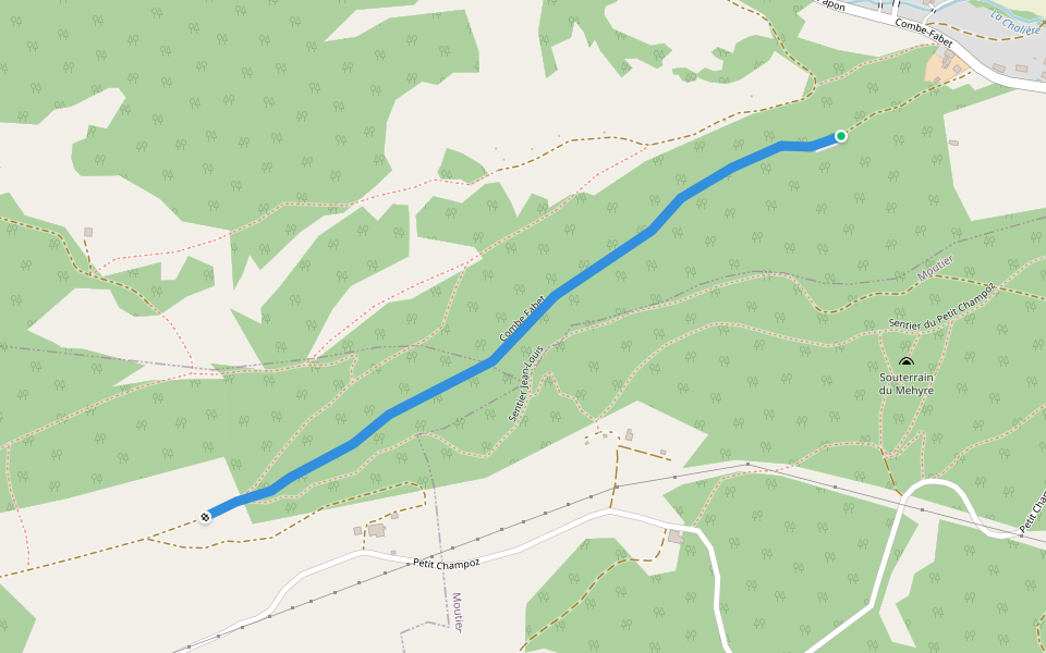 Combe Fabet walking route map in Perrefitte