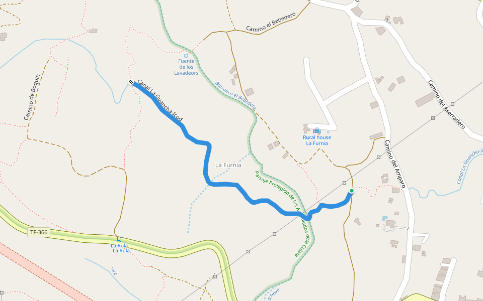 Canal La Guancha-Icod walking route map in Icod de los Vinos