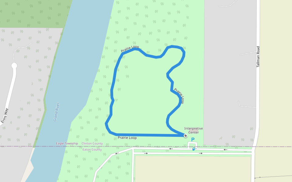 Prairie Loop walking route map in Grand Ledge