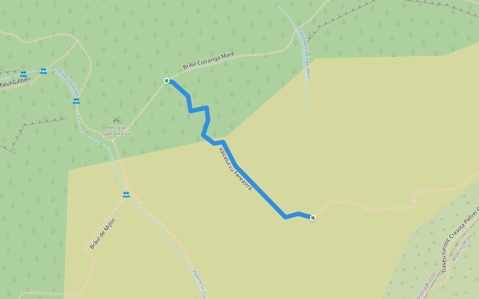 Vâlcelul cu Fereastră walking route map in Zărnești