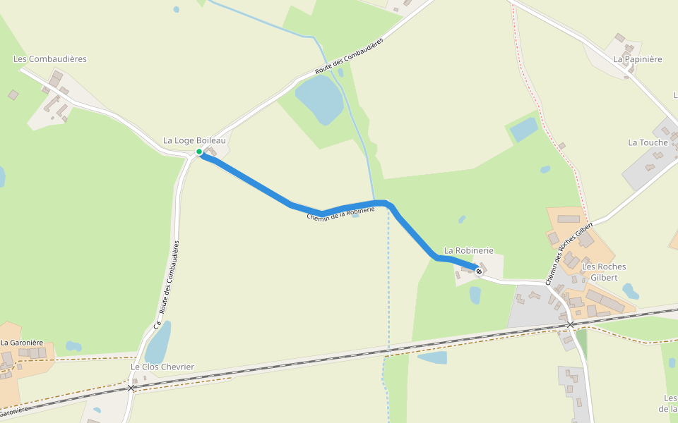 Chemin de la Robinerie walking route map in Bressuire