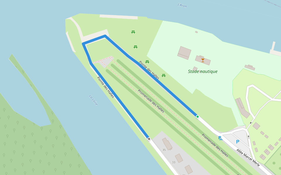 Pointe des Halles walking route map in Decize