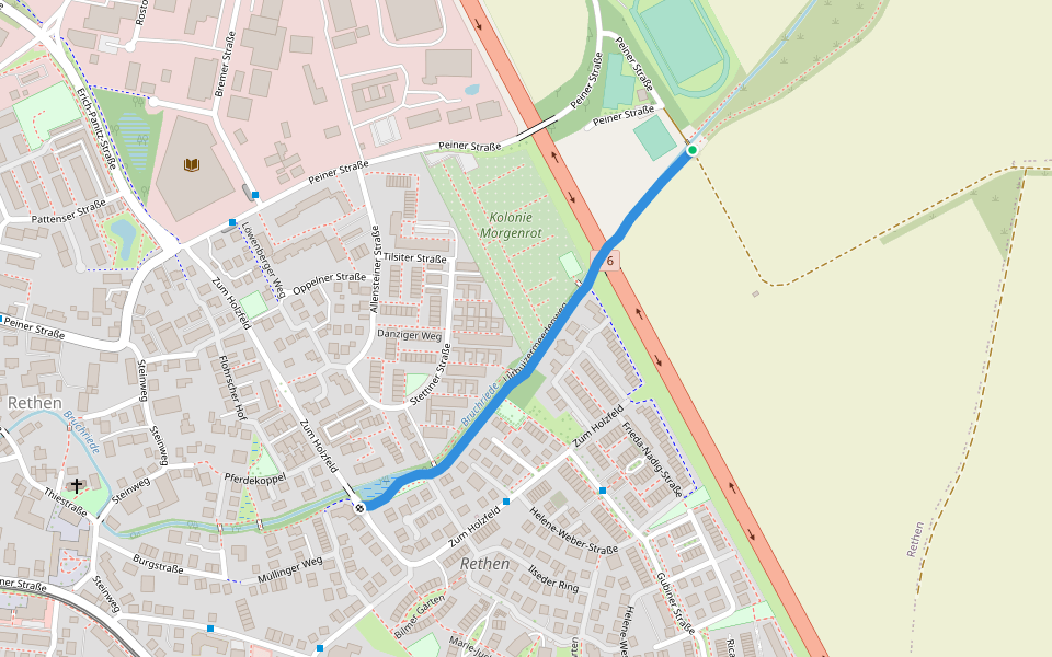 Uithuizermeedenweg walking route map in Laatzen