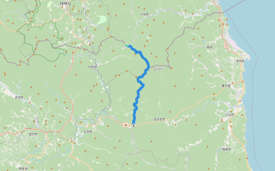 낙동정맥 walking route map in Bonghwa-gun