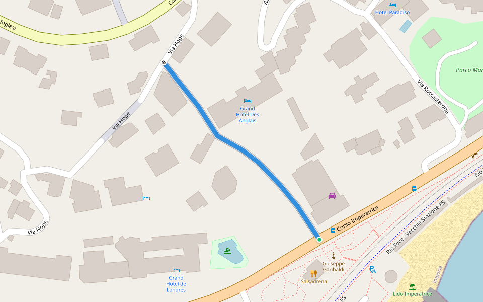 Strada Shuttlewort walking route map in Sanremo