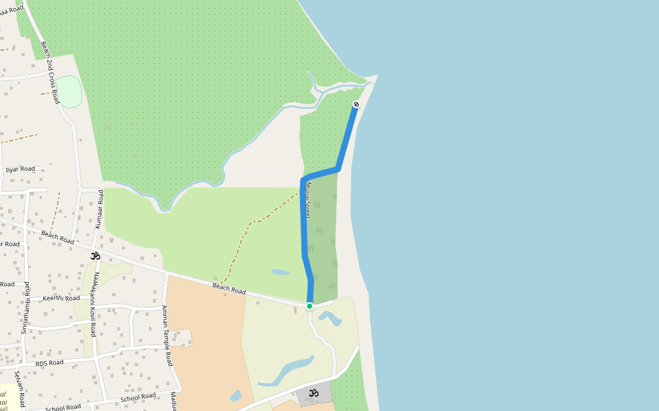 Munai Street walking route map in Kallady