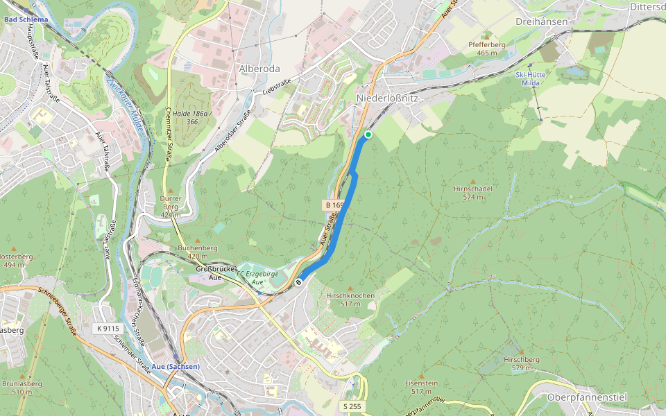 Gläserweg walking route map in Lößnitz