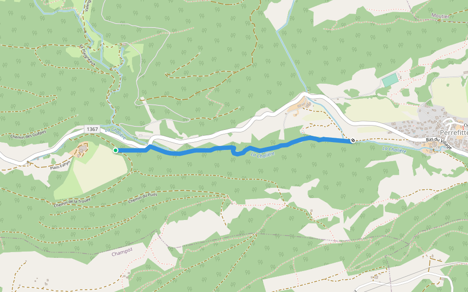 Sentier des gorges de Perrefitte walking route map in Perrefitte
