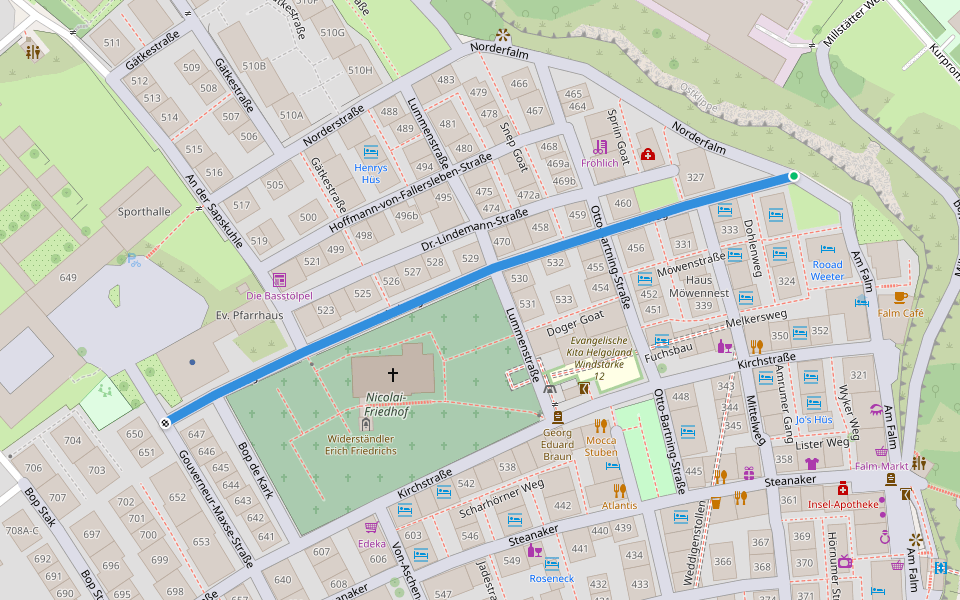 Schulweg walking route map in Helgoland