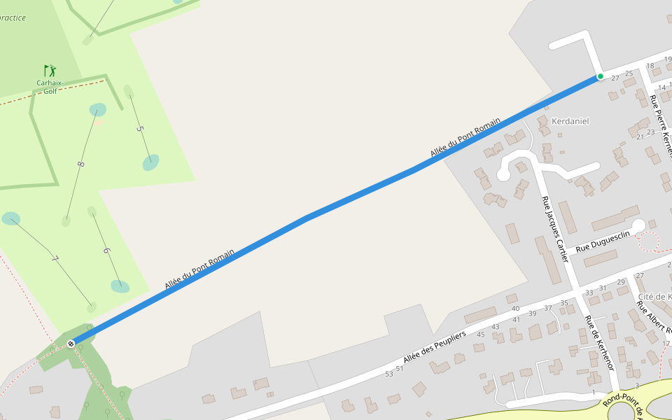 Allée du Pont Romain walking route map in Carhaix-Plouguer