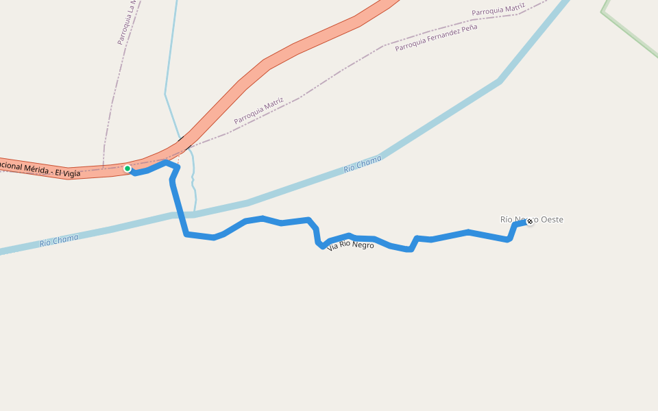 Via Rio Negro walking route map in Tabay