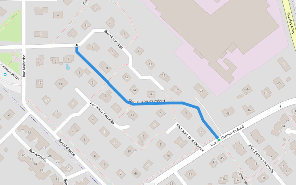 Sentier Jacques Prévert walking route map in Douvres-la-Délivrande