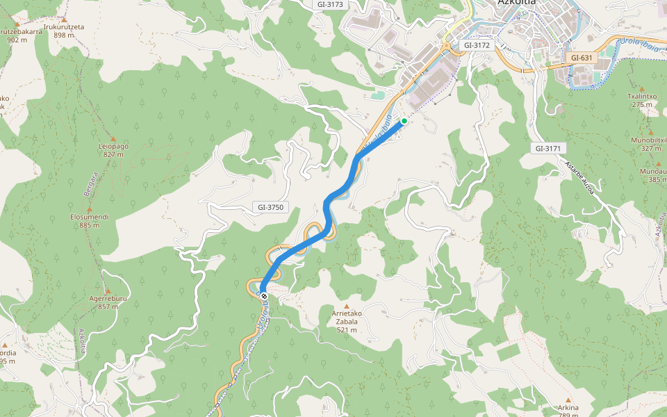 Azkoitia-Zumarraga walking route map in Azkoitia