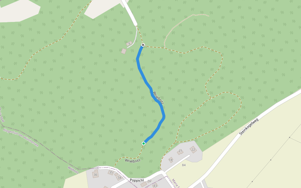 Wrießnitz walking route map in Poppichl