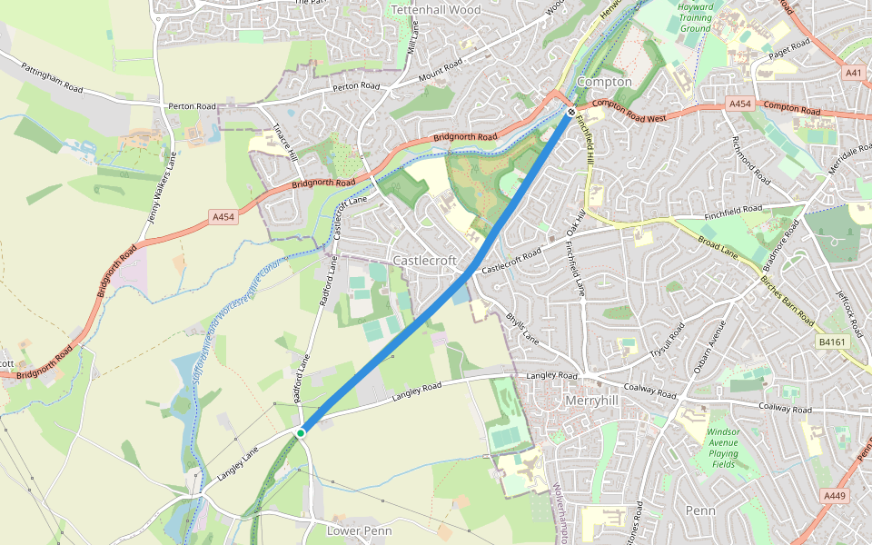 South Staffordshire Railway Walk (The Track) walking route map in Wombourne