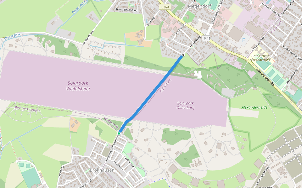 Ole Karkpadd walking route map in Oldenburg