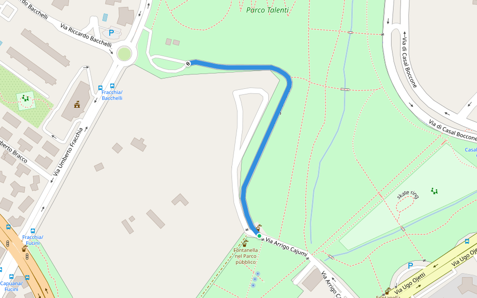 Viale Angelo Mancia walking route map in Rome