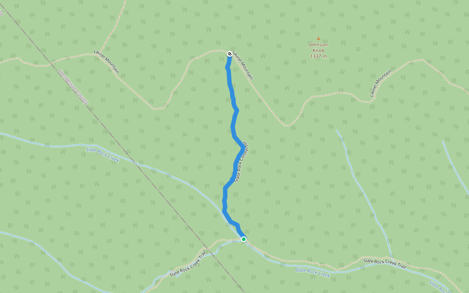 Slate Rock Connector walking route map in Pisgah Forest
