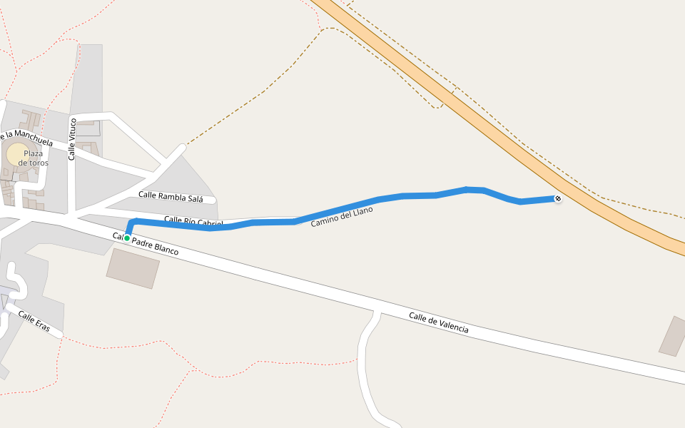 Camino del Llano walking route map in Minglanilla