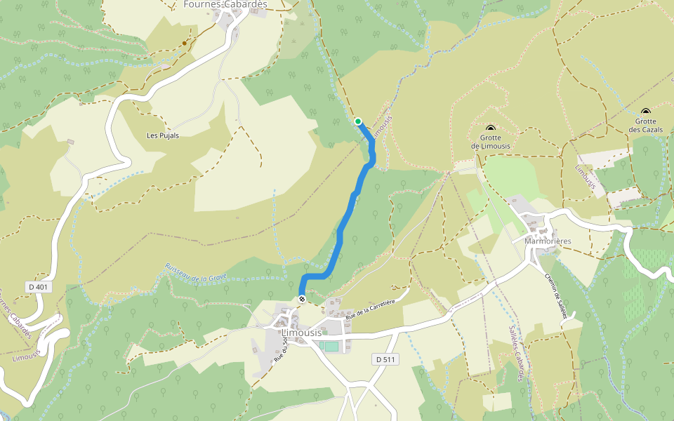 Chemin de Fournes walking route map in Fournes-Cabardès
