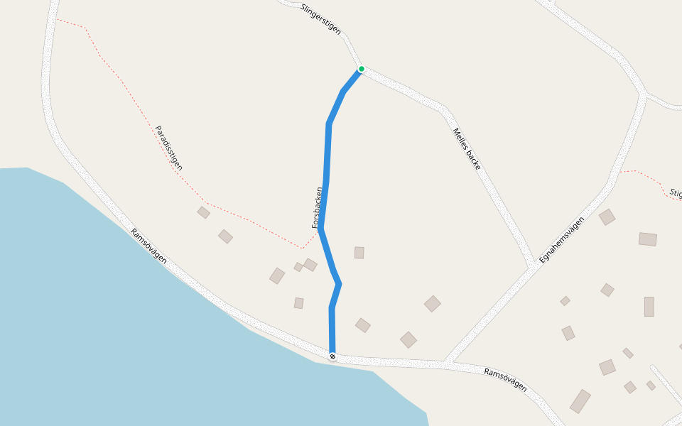 Forsbacken walking route map in Ramsö