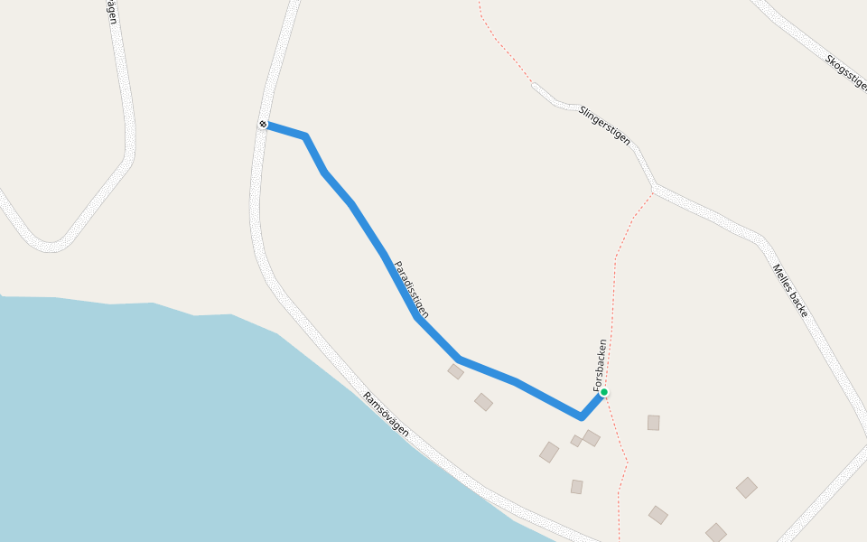 Paradisstigen walking route map in Ramsö