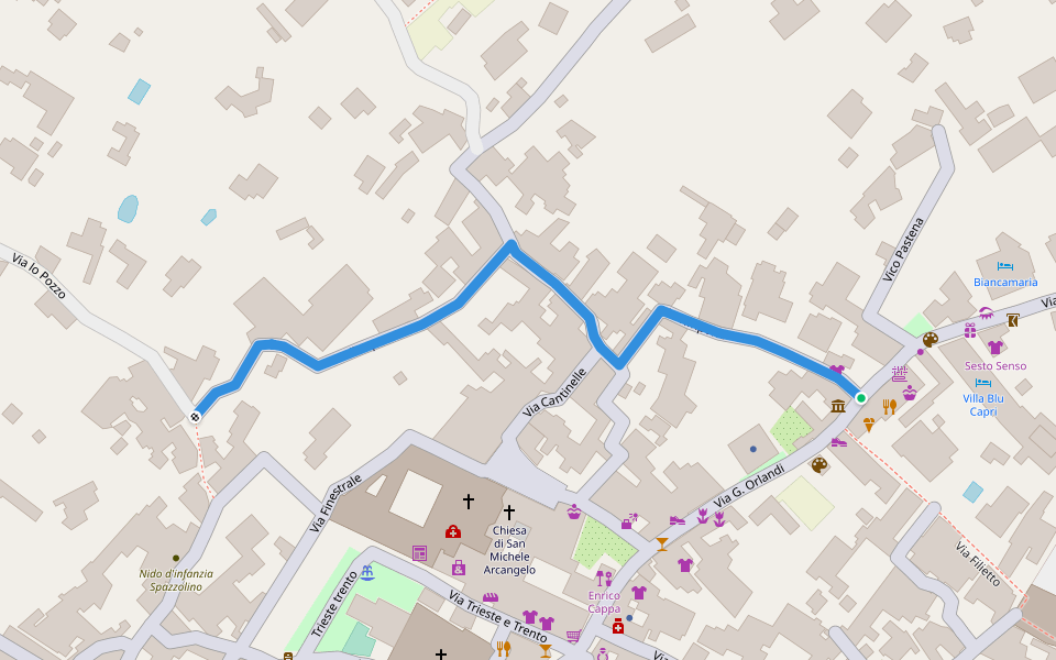 Via Timpone walking route map in Anacapri