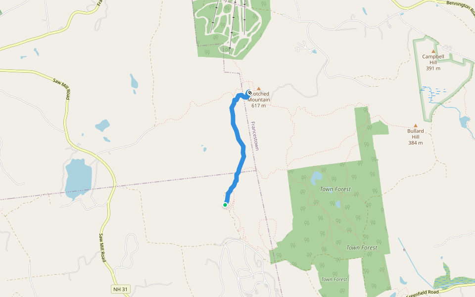 Shannon's Trail walking route map in Greenfield