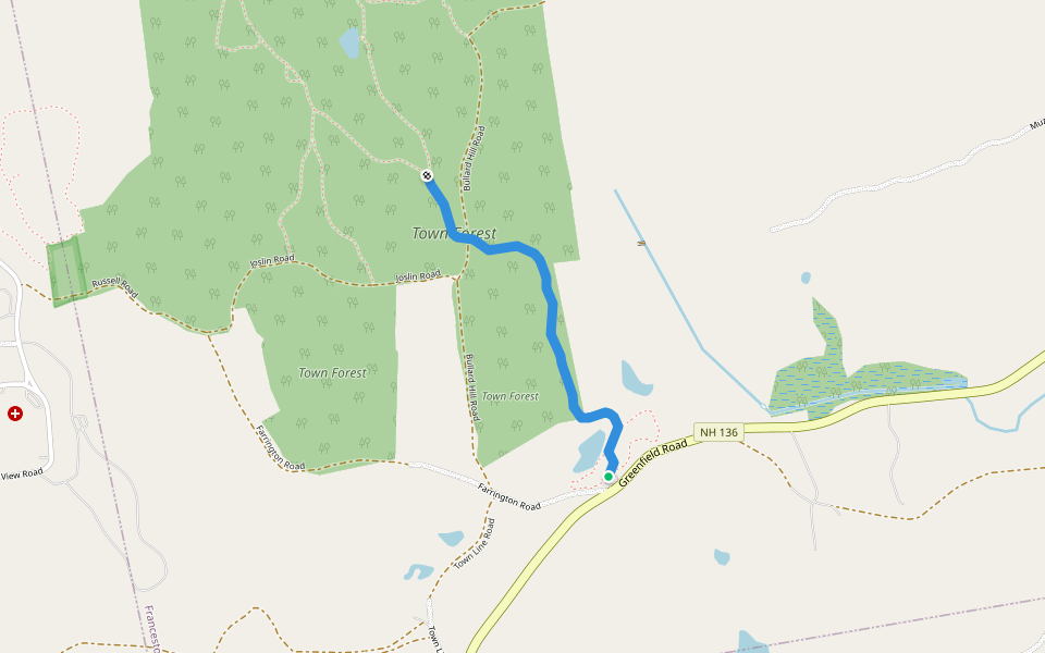 Summit Link Trail walking route map in Francestown