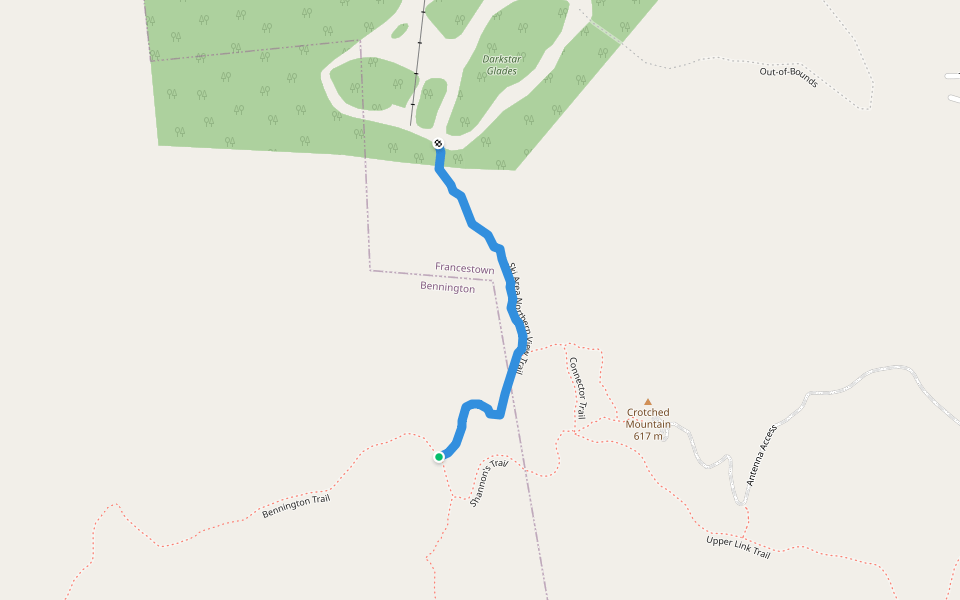 Ski Area Northern View Trail walking route map in Bennington
