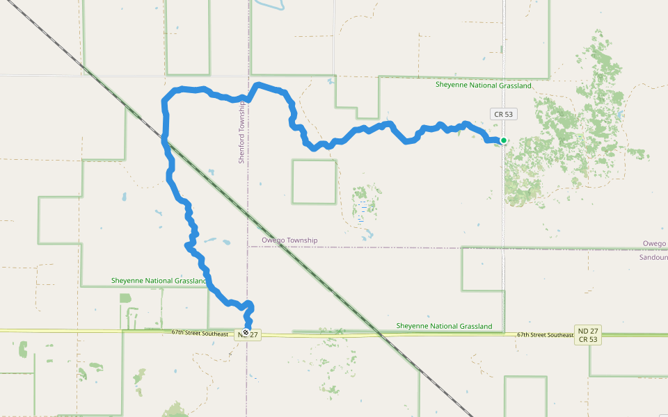 North Country National Scenic Trail walking route map in Sheldon