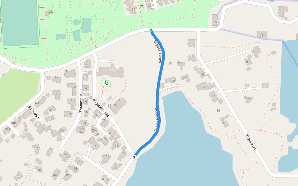 Boganesstraen walking route map in Stavanger