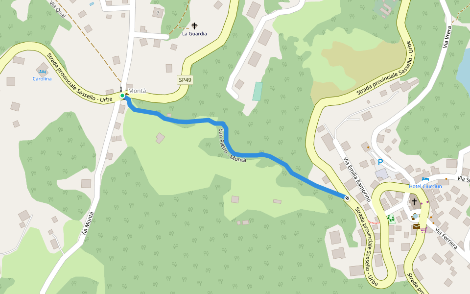 San Pietro - Montà walking route map in Monta