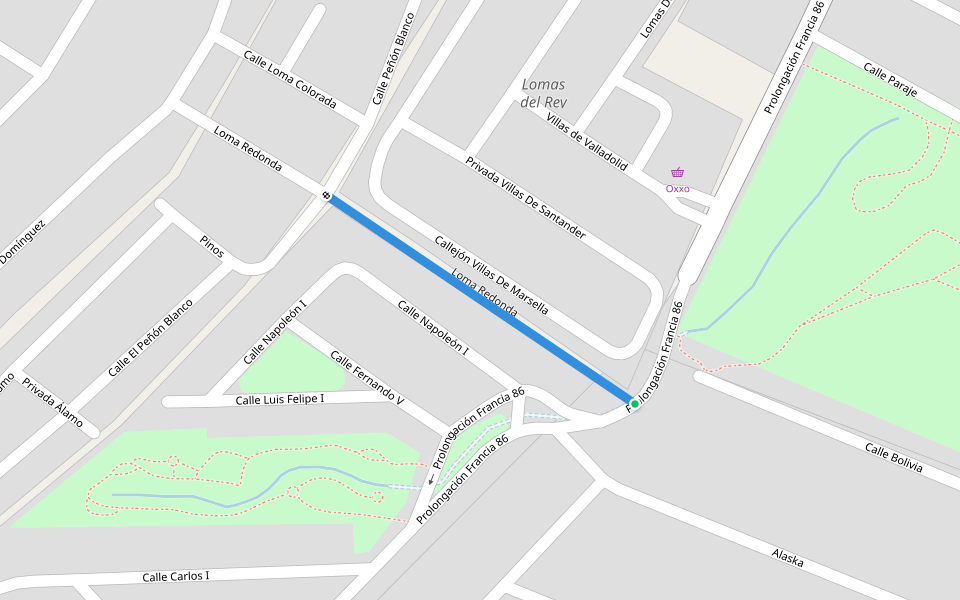 Loma Redonda walking route map in Guadalupe