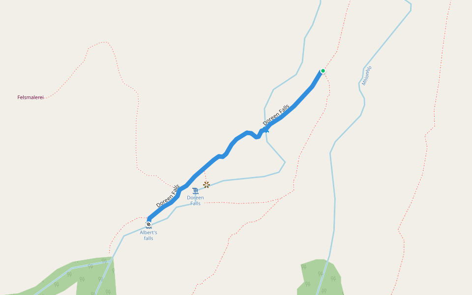 Doreen Falls walking route map in Mfifiyela