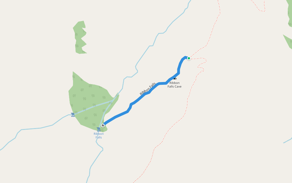 Ribbon Falls walking route map in Mfifiyela