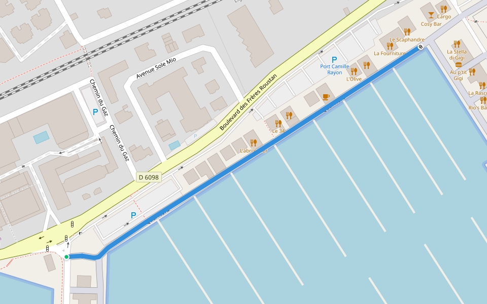Quai Nord walking route map in Vallauris