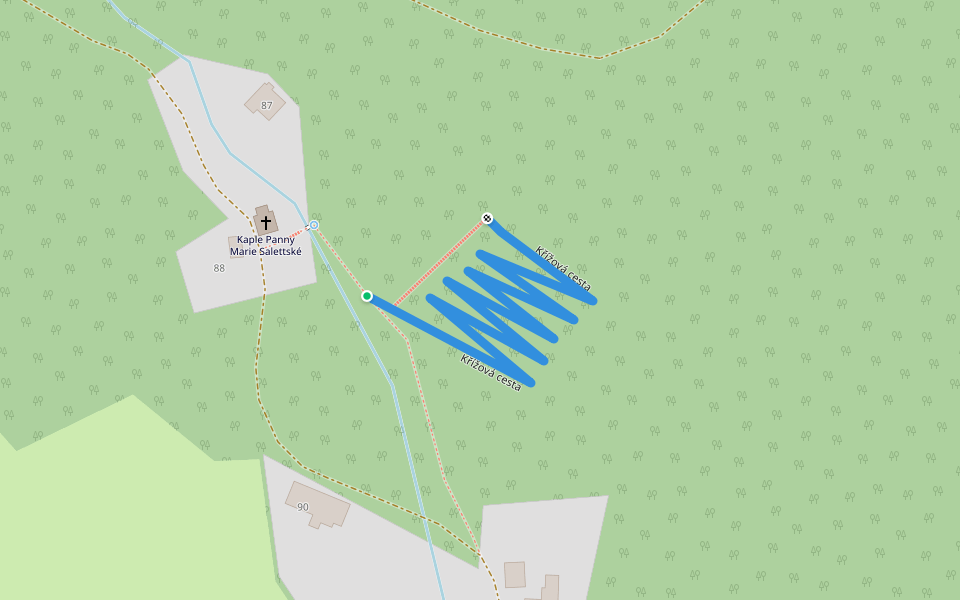 Křížová cesta walking route map in Javorník