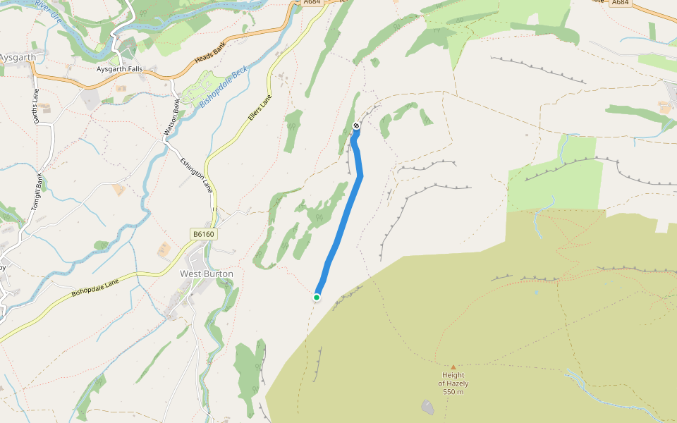 Hudson Lane walking route map in West Burton