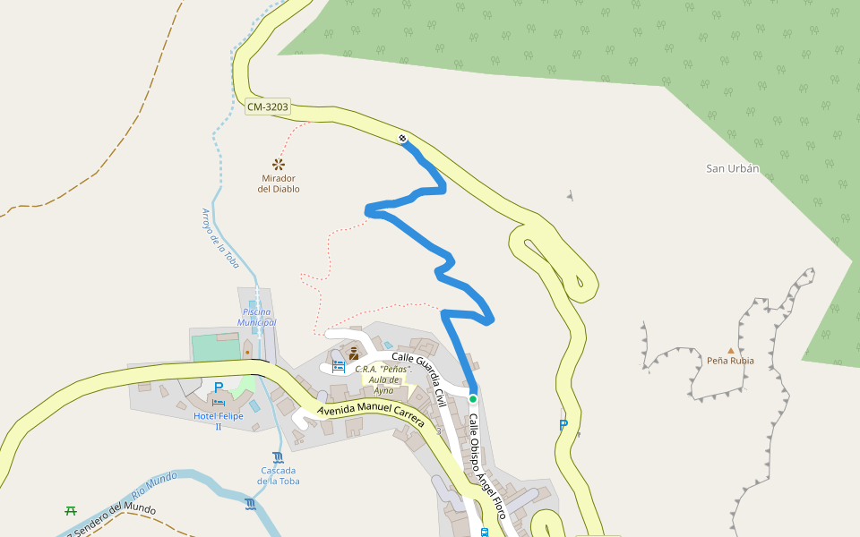 Camino Cuesta del Santo walking route map in Ayna