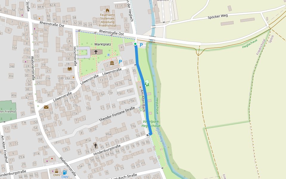 Am Alten Bach walking route map in Stutensee