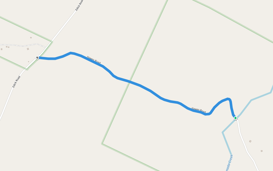 Hawes Road walking route map in Stratford