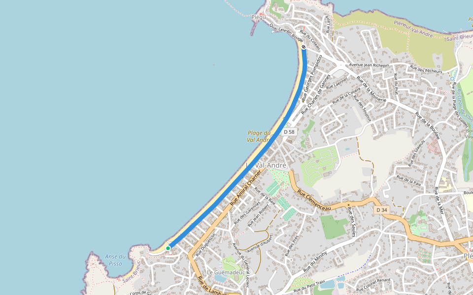 Promenade de la Digue walking route map in Pléneuf-Val-André