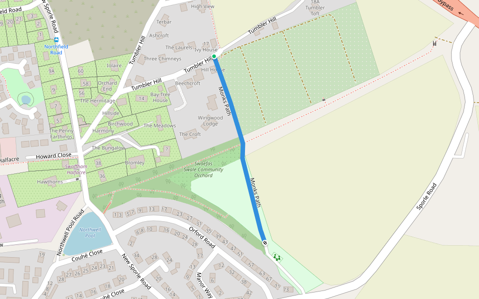 Monks Path walking route map in Swaffham