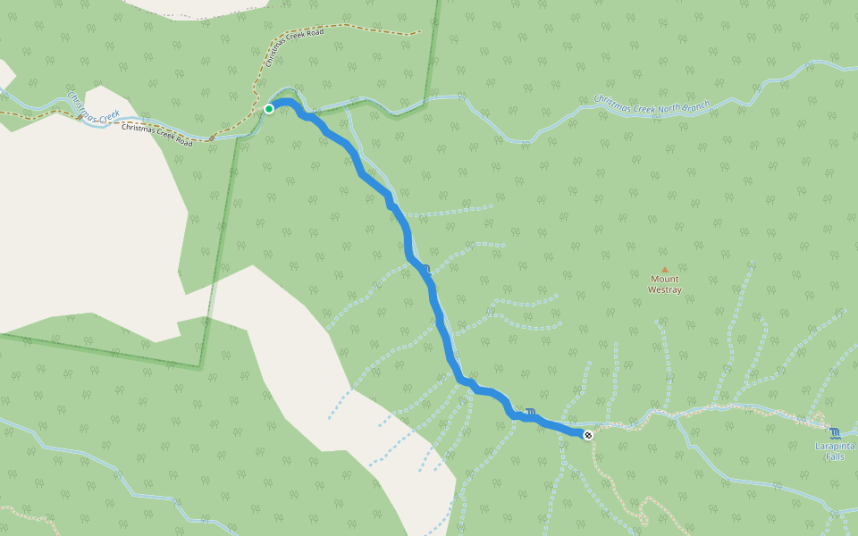 Christmas Creek South Branch Walking Track walking route map in Lamington