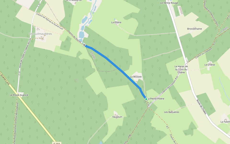 Chemin de l'Épinay walking route map in Challes