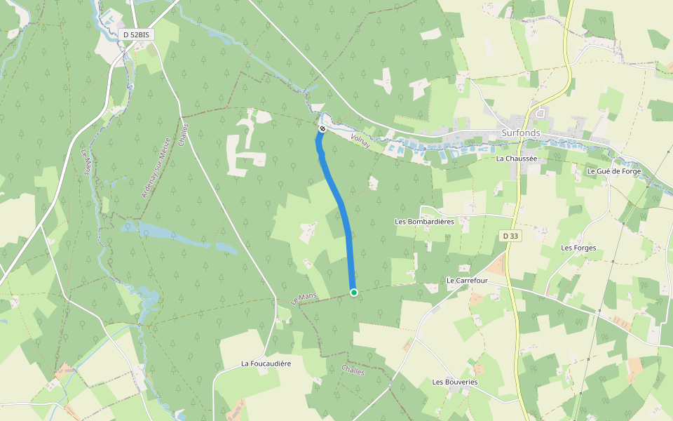 Chemin du Moulin de Fresne walking route map in Volnay