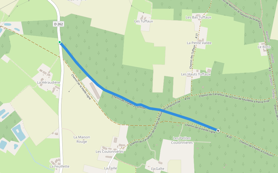 Chemin de Challes à Corbuon walking route map in Challes