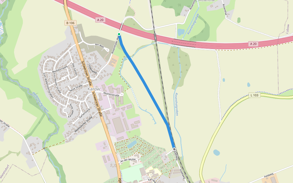Stadtweg walking route map in Dorf Mecklenburg