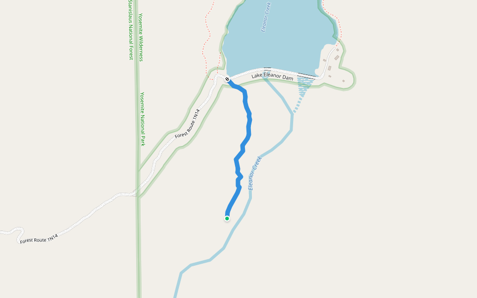 Eleanor Creek Gaging Station Trail walking route map in Groveland